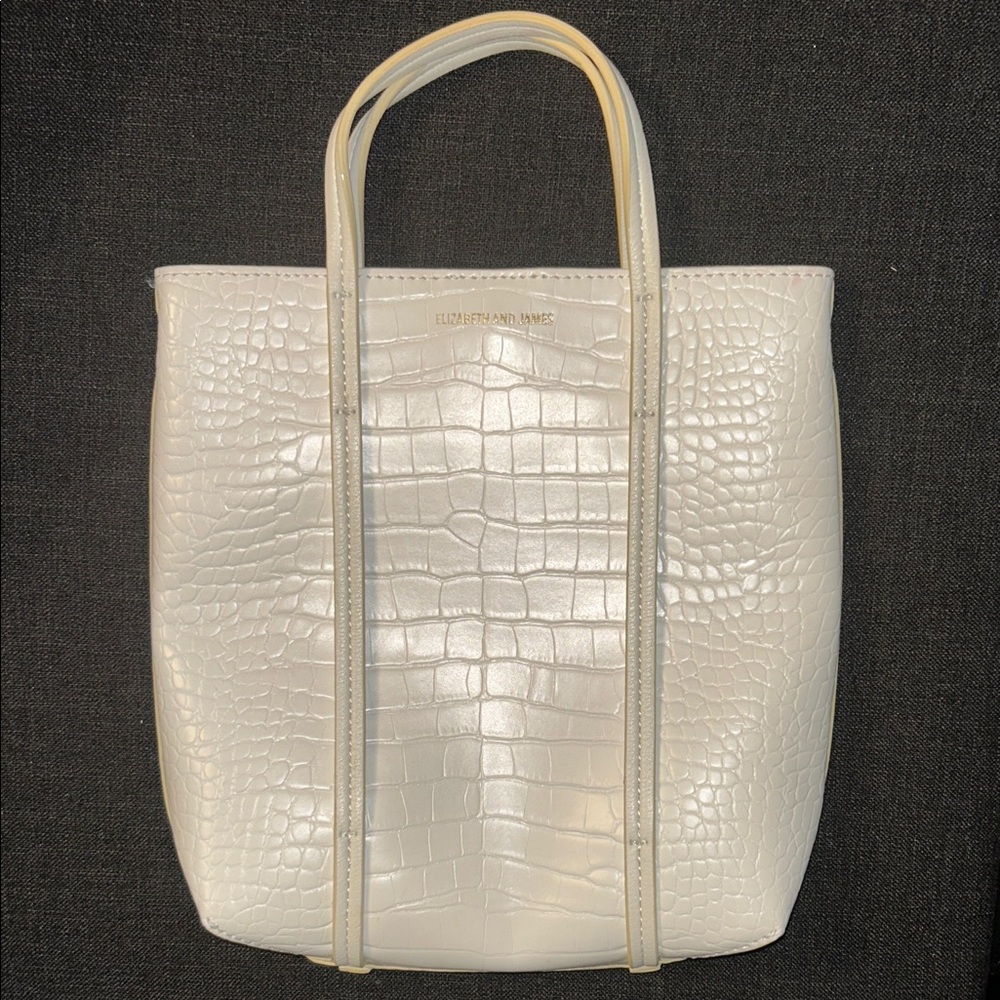 Elizabeth and James White Croc-Embossed Tote Bag